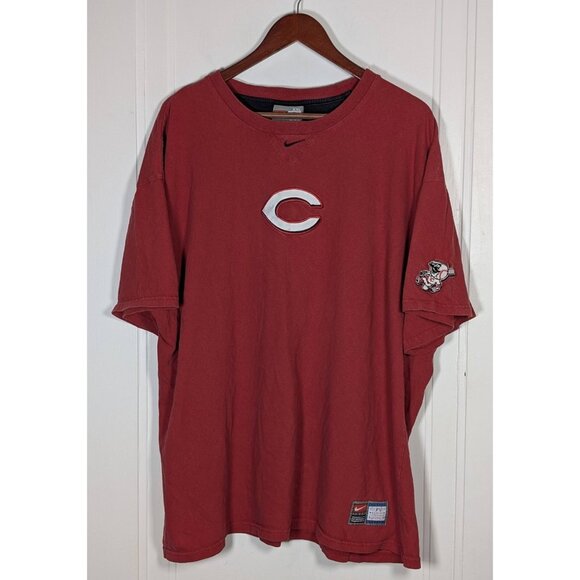 Vintage Cincinnati Reds Shirt Mens XXL 2XL Red Nike Center Swoosh MLB Baseball - Picture 1 of 3